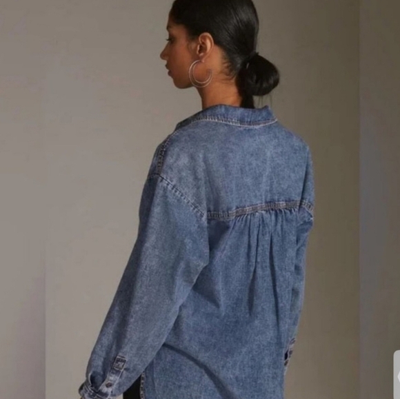 Anthropologie Pilcro Denim Button Down Shirt Oversized Long Sleeve Women XS - Picture 7 of 8